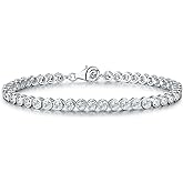 Diamond Treats Silver Tennis Bracelet for Women, 925 Sterling Silver Bracelets for Women with Bezel Set 3 mm Round Cubic Zirconia Stones, Silver Tennis Bracelets for Women