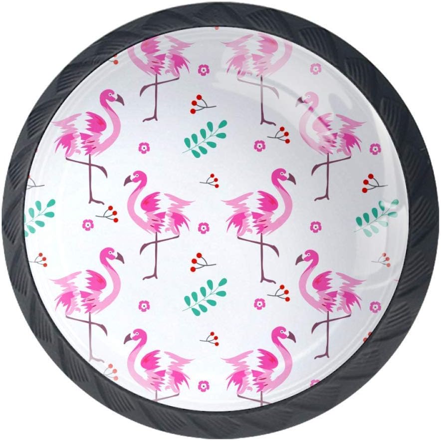 Flamenco tropical Perillas de gabinete 4 pcs Round Knobs Knobs