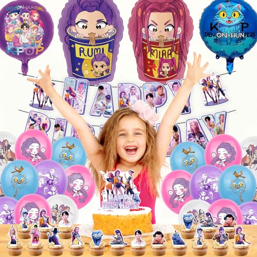 46 Pieces Hunte Birthday Decoration, Hunte Merch with Happy Birthday Banner, Letter Balloons and Cake Topper, Party Decoration Dem0 for Fans and Birthdays