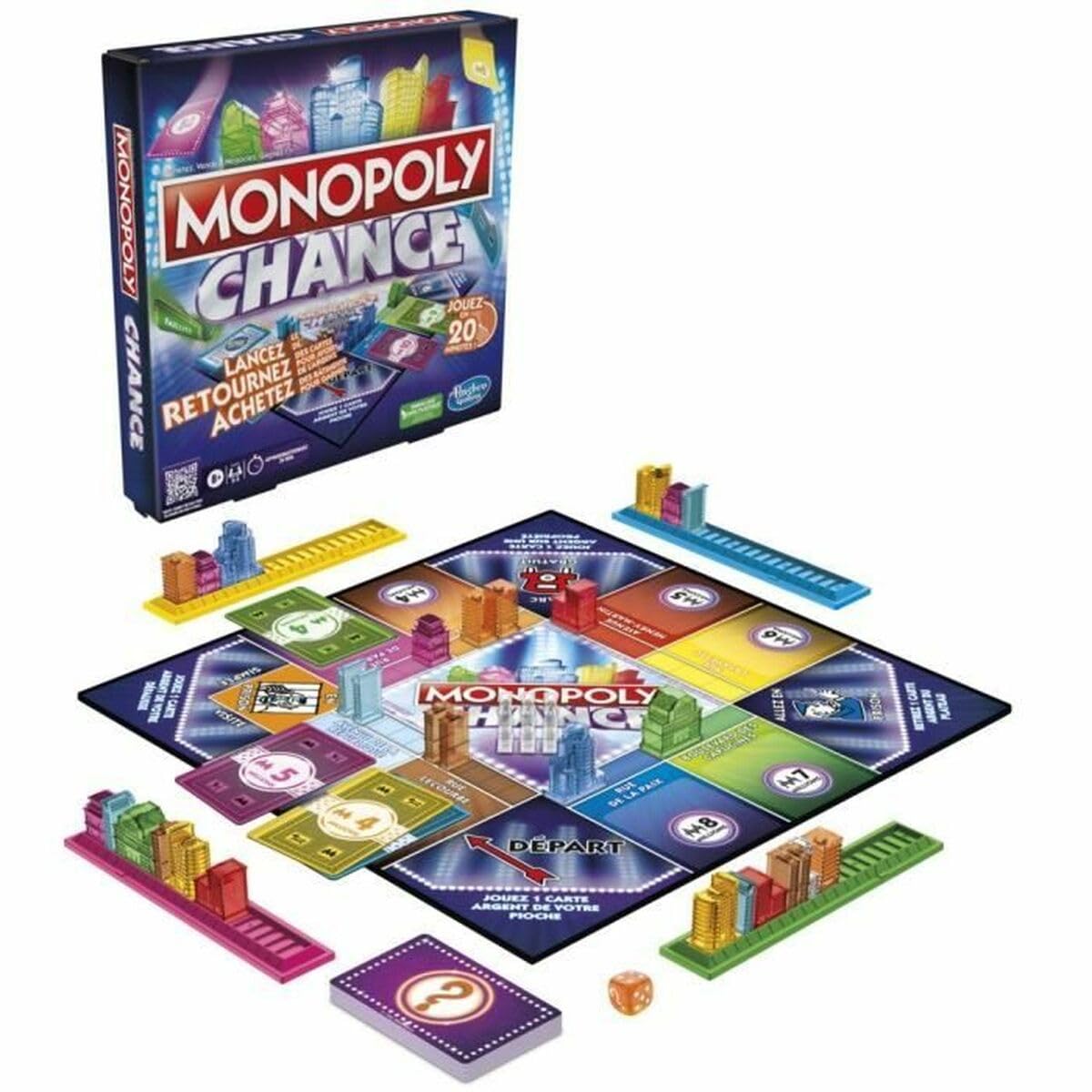 Monopoly Chance Fast Monopoly Family Board Game for 2 to 4 Players, Approx. 20 Minutes
