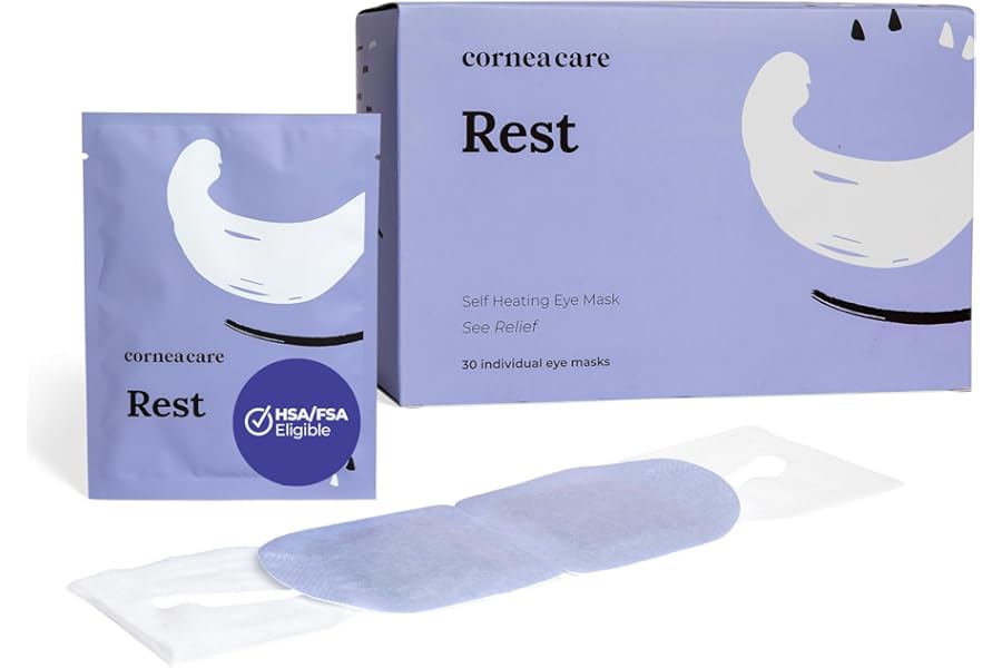 CorneaCare Rest: Self Heating Warm Compress for Dry Eyes | Heated Eye Mask for Fast Relief | Steam Mask for Stye Care | No Microwave or Washcloth Needed | Travel Ready Warm Compress | 30 Count