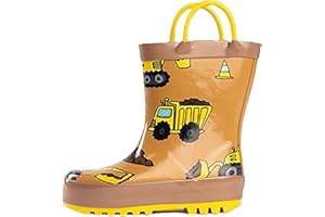 NORTY Rubber Rain Boots for Kids - Waterproof Rubber Boots Boys and Girls Solid & Printed Rainboots for Toddlers and Kids