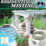 Patio Misting Kit - Pre- Assembled Misting System - Cools temperatures by up to 30 degrees - Brass/Stainless Steel Misting Nozzles - For Patio, Pool and Play areas (48ft - 12 Nozzles)