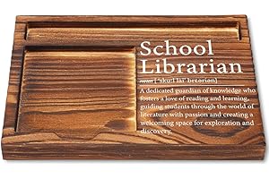 CWGOTC School Librarian Gifts, Wooden Sticky Note Pad Holder Appreciation Gift, Graduation Birthday Christmas Gift for School Library Staff, Desk Organizer Thank You Gift for Librarian YCB50