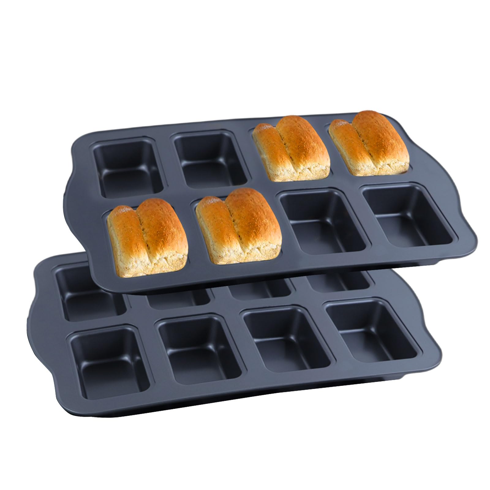2Pcs Mini Loaf Cake Tin, Mini Loaf Pans 8-Cavity Mini Loaf Baking Tin, Baking Bread Pan Nonstick Bread Baking Mold, Small Baking Tins Mini Cake Tins For Baking Bread，Desserts, Cakes, Muffins