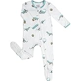 Okayinn BubblePanda Rayon Made From Bamboo Baby Pajamas Baby Clothes for Boys Girls Unisex Zip-Front Non-Slip Onesie Sleeper