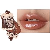 Flower Knows The Sweetie Bear Coating Lip Jelly,Soft Moisturizing Tinted Lip Gloss with Botanicals,Lightweight Non-Sticky Red Lips Plumper,Cruelty-Free,0.18 oz(JE08 Croissant)