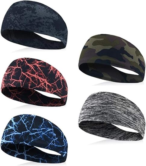 Amazon スポーツ 運動 汗止め 吸汗即乾 ヘッドバンド ヘアバンド ヘアアクセサリー スポーツターバン ワイド 男女兼用 ブルー 服 ファッション小物 通販