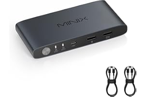 MINIX K1 USB C KVM Switch 1 Monitors 2 Computers, 4K@120Hz HDR, 100W PD 3.0, Dual USB-C Input KVM Switches, Share Keyboard & 