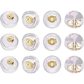 YAKRUNA 6 Pairs Soft Clear Earring Backs for Studs, Secure Replacements Backings for Sports, Comfort Sterling Silver Silicone Stoppers 5.6x5.6x4.0mm (Gold)