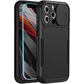 THMEIRA iPhone 13 Pro Max Heavy Duty Protection Case with Camera Slide Cover Screen Protector, Wireless Charging Case Compatible for Apple iPhone 13 Pro Max 6.7 inch, Black