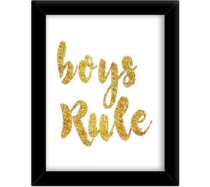 Tied Ribbons Boys Rule Framed Poster (Synthetic Wood, 25.9 cm x 34.5 cm, Gold)