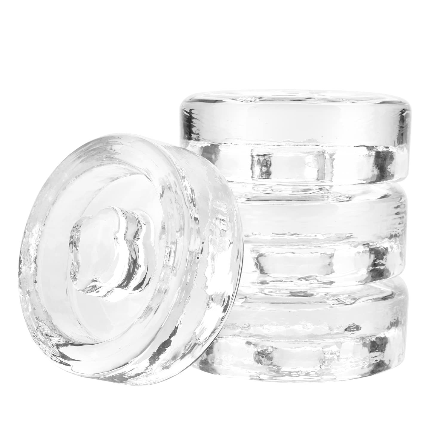 Pickle Pebble Glass Fermentation Weights with Easy Grip Handle for Fermenting Sauerkraut,Pickles,Kimchi in Wide Mouth Mason Jar Set of 4 Pcs