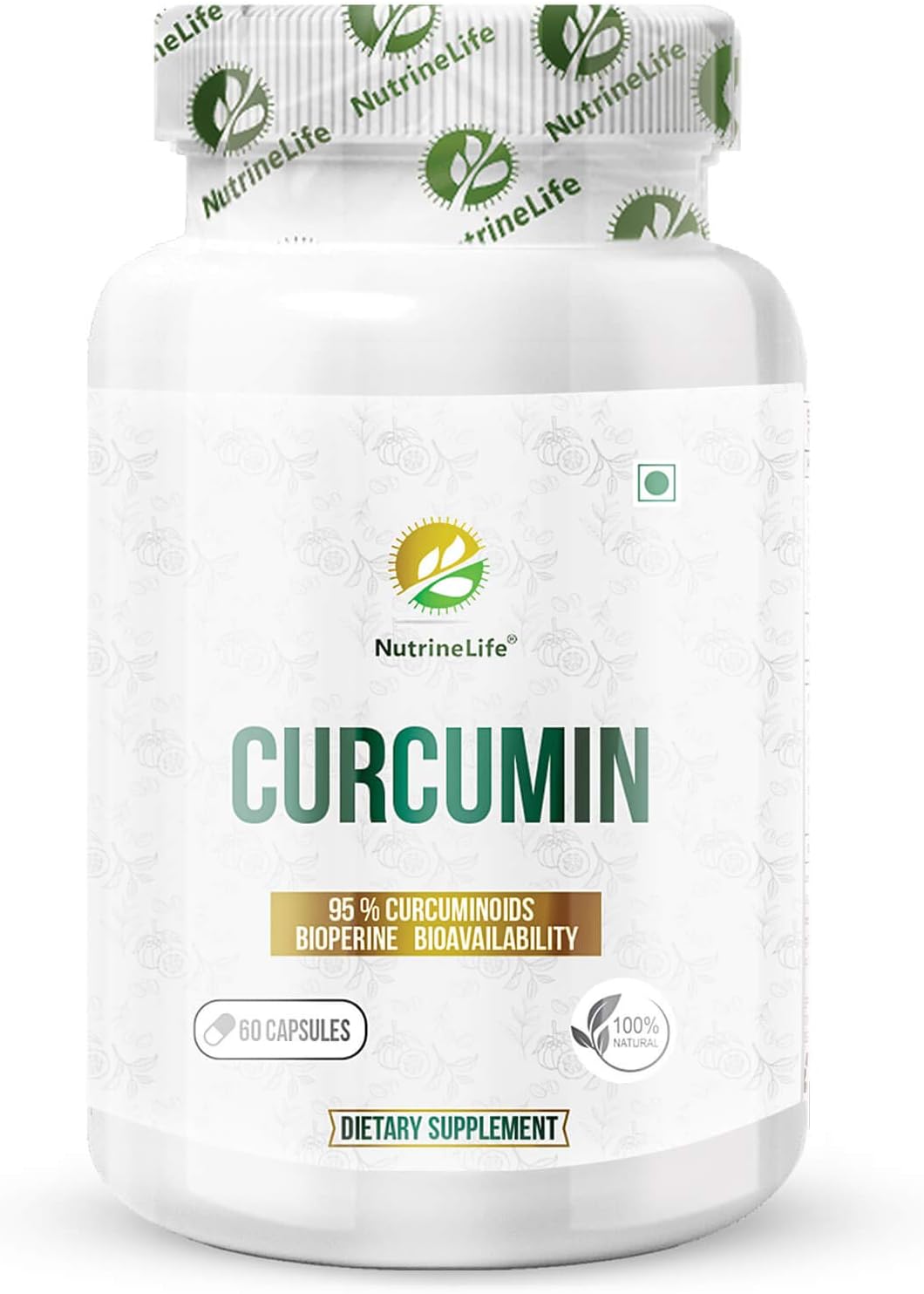 NutrineLife Turmeric Curcumin with Bioperine Black Pepper and Potency 95% Curcuminoids - 60 Capsules, (Pack of 1)