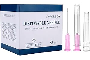 BOOBYSUU 18 Gauge 1"(25mm) Syringe with Needle, Disposable Individual Package, Boxes of 100
