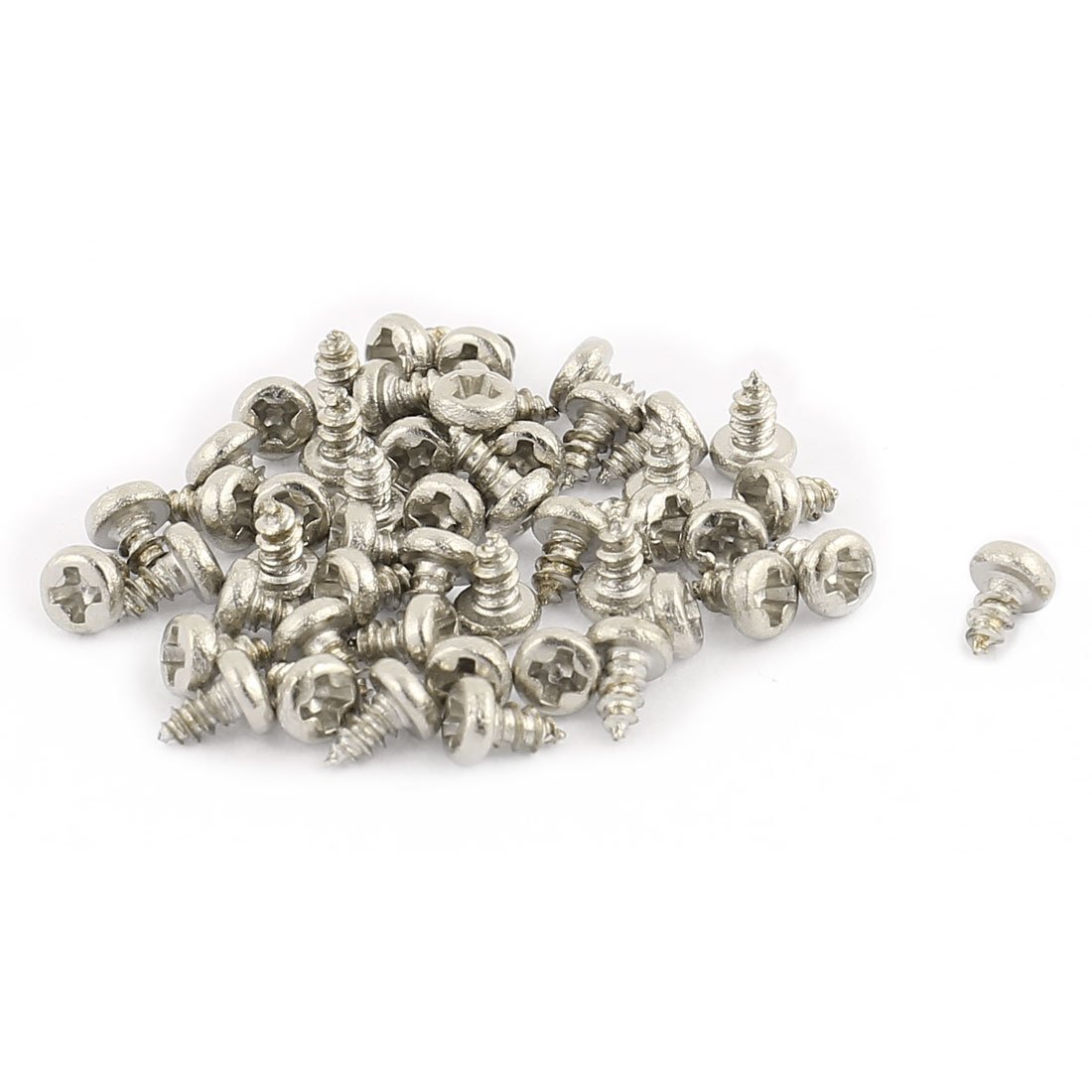 sourcing map 50pcs M2 x 4mm Stainless Steel Phillips Pan Round Head Self Tapping Screws