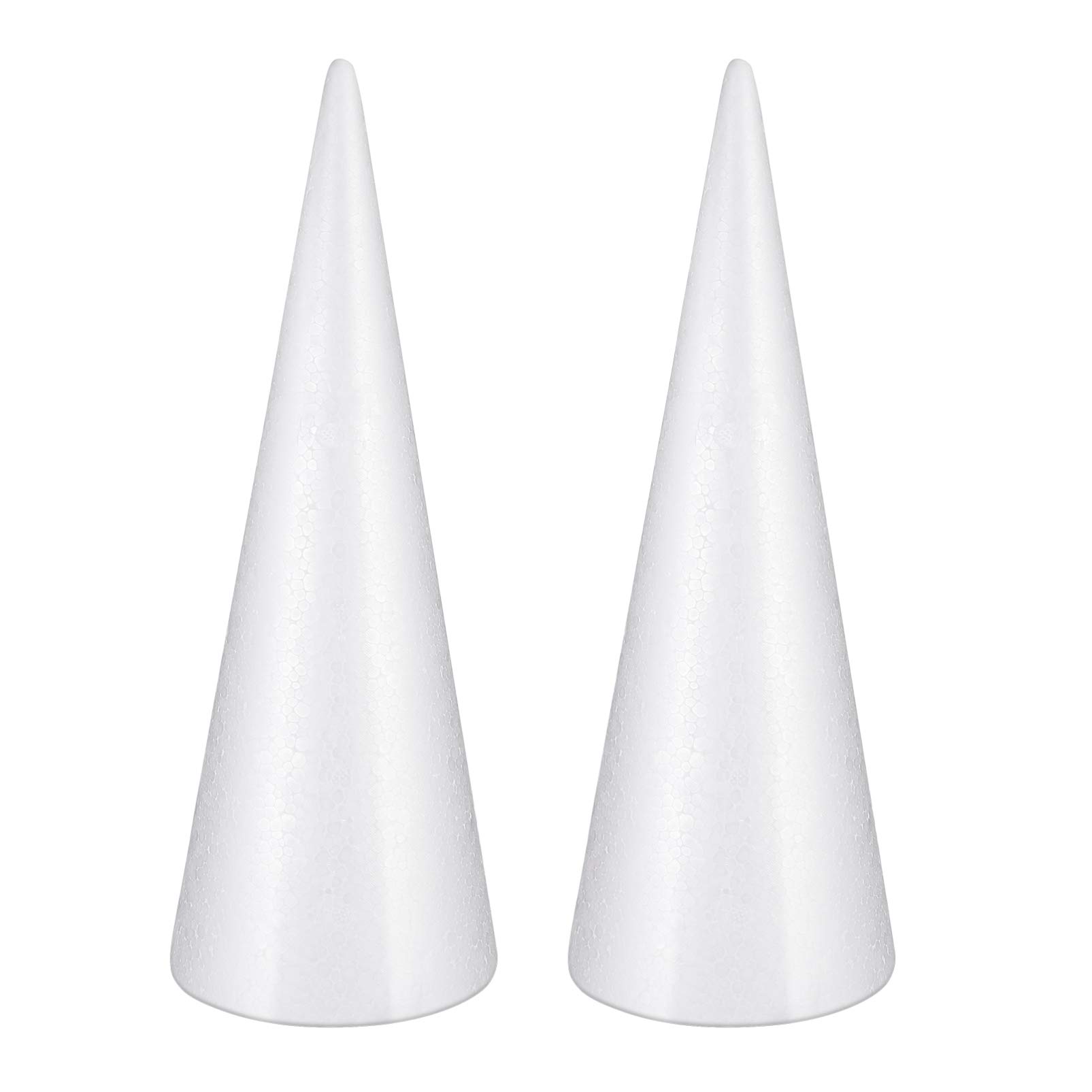 Craft Foam White Cones Arts and Crafts Cone Shaped Foams Handmade Craft Projects Christmas Tree Table Centerpiece Cone Shape 2pcs (32 x 12 cm) Balls