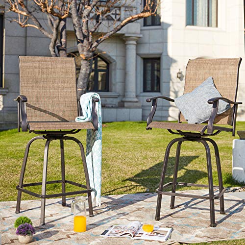 LOKATSE HOME 2 Piece Bar Height Patio Chairs Outdoor Swivel Stools Set