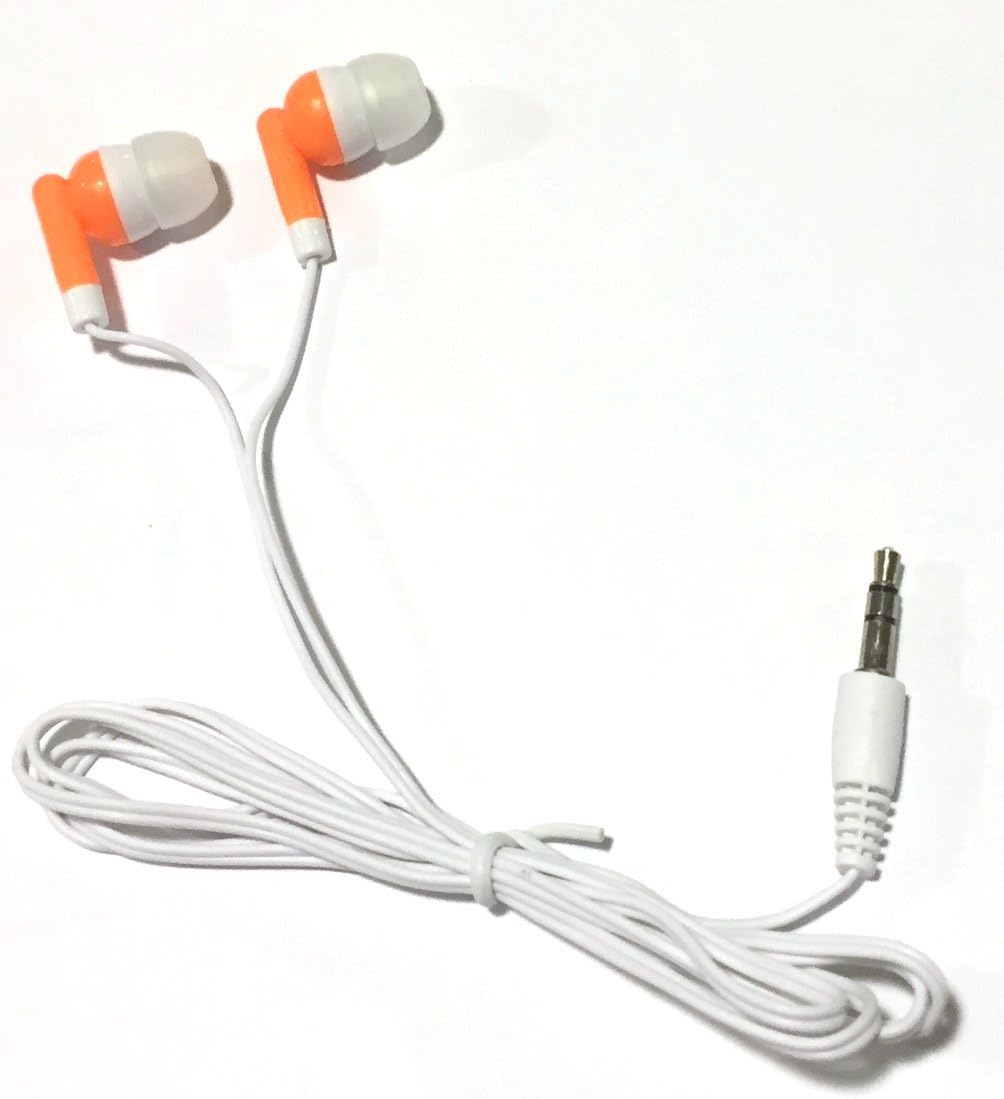 TFD Supplies Wholesale Bulk Earbuds Headphones 50 Pack for iPhone, Android, MP3 Player - Orange