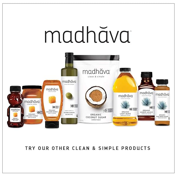 MADHAVA ORGANIC LIGHT AGAVE, 100% PURE ORGANIC BLUE AGAVE NECTAR | NATURAL SWEETENER, SUGAR ALTERNATIVE | VEGAN | ORGANIC | NON GMO | LIQUID SWEETENER | 23.5 OUNCE (PACK OF 6)