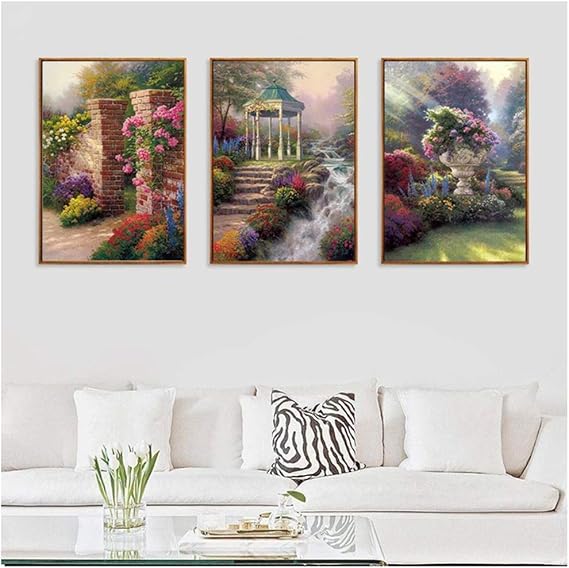 KTOT Canvas Wall Art European Landscape Triple Canvas