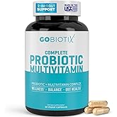 GOBIOTIX Multivitamin with Probiotics and Digestive Enzymes - 25 Billion CFU - Digestive Health, Probiotics for Women and Men - Gluten Free Pills - 90 Capsules