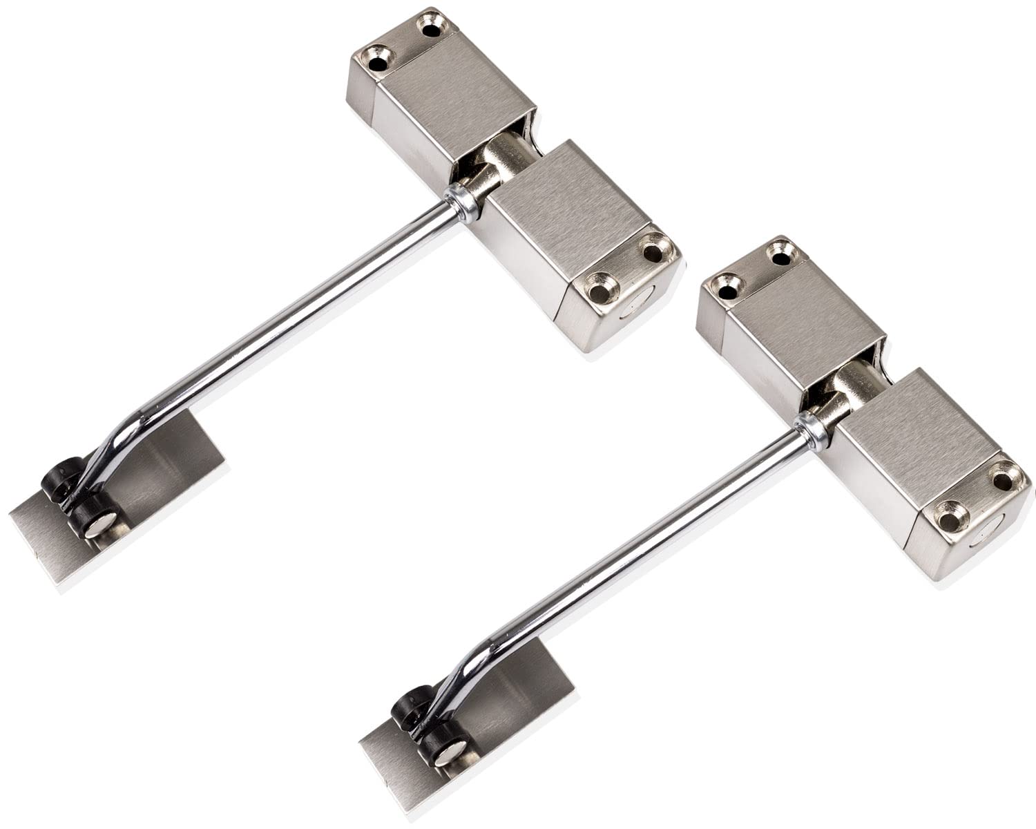 2 x door closers, bar door closers, automatic door closers, door dampers, spring closers, adjustable for interior doors, STAINLESS STEEL housing, adjustable door spring with rollers, including