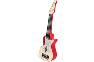Hape Learn with Lights Electronic Ukulele Red | Leaning and Band Mode | Musical Instrument