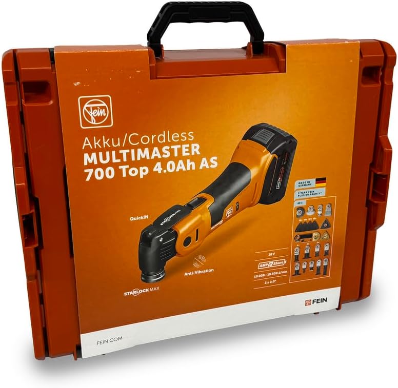 AMM 500 Plus Top Multiherramienta 18V, Batería 2.0Ah, StarlockPlus, Kit de Accesorios, en Maletín L-Boxx