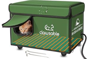 JLSAME Heated Cat House for Outdoor Cat in Winter | Weatherproof Heated Cat Shelter Kitty Bed with Pet Heating Pad | Waterproof & Elevated & Insulated Feral Cat House | Warm Home for Outside Stray Barn Cat