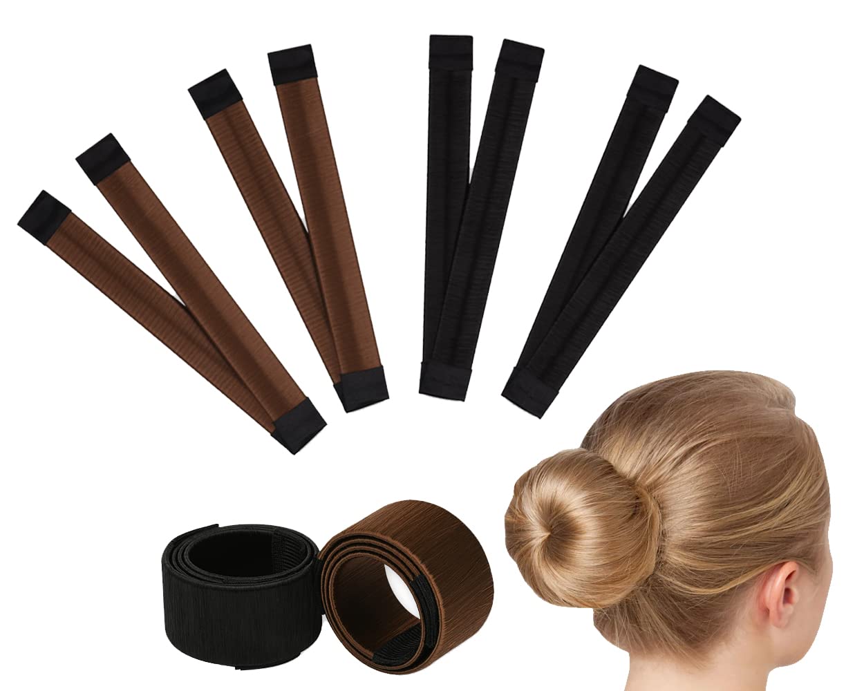 SCSpecial Hair Bun Maker 4 Pieces French Twist Donut Bun Bands Quick Hair Bun Tool