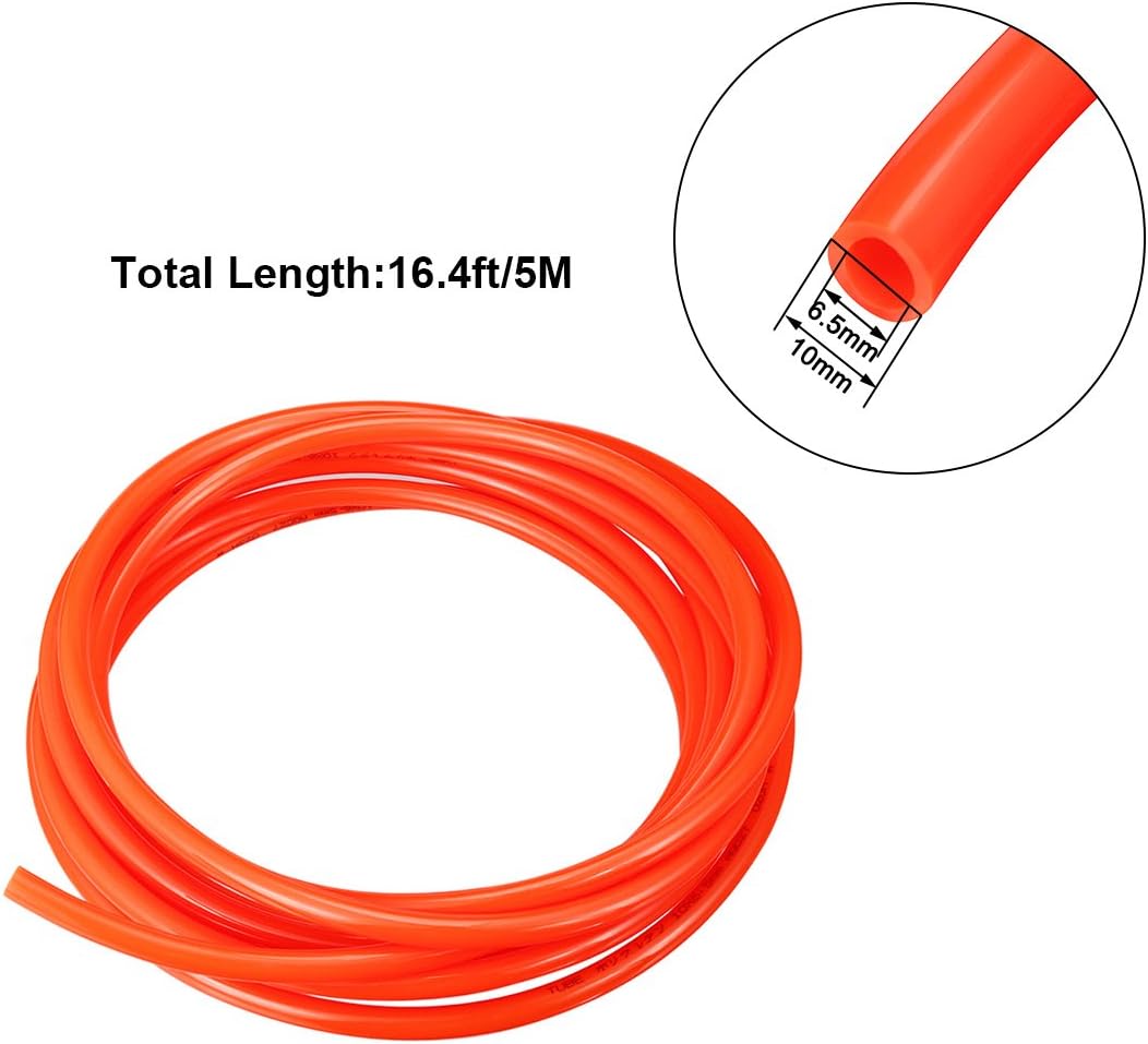 sourcing map Pneumatic Air Tubing, 10mm OD x 6.5mm ID 5 Meters 16ft PU Polyurethane Air Compressor Tube Hose Pipe Orange - Image 5