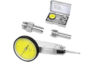 QWORK Dial Test Indicator, Narrow Area Measurement 3/8'' and 5/32'' Steel Dovetail Clamps, 0.030" Test Indicator 0. 0005" GR Dial Reading 0-15-0