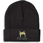 Custom Beanies for Men Pug Dog Dad Pet Boston Terriers Skull Cap Winter Hats Women Acrylic One Size