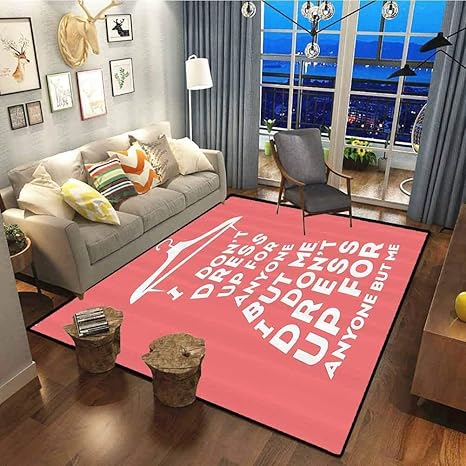 Amazon カーペット あたたかい 部屋用 ペルシャ柄 ラグ ラグマット 约 140 0cm 引用装飾コレクションポリエステル高級ラグ屋内屋外ファッション女性ドレス私は誰のためにもドレスアップしないブティック服画像サーモンホワイト 抽象 オールシーズン ラグマット