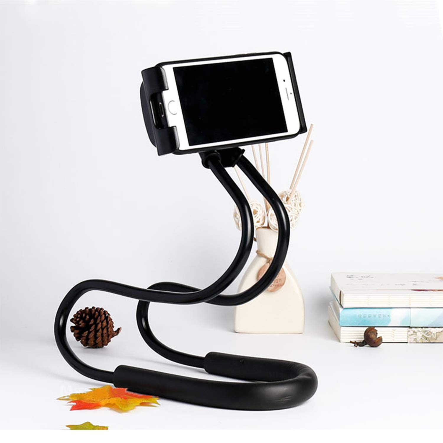 Lazy Cell Phone Holder for Neck, 360 Degree Free Rotating Mount, Universal Tablet Holder Mobile Phone Stand Bracket for Phone, iPad, Kindle