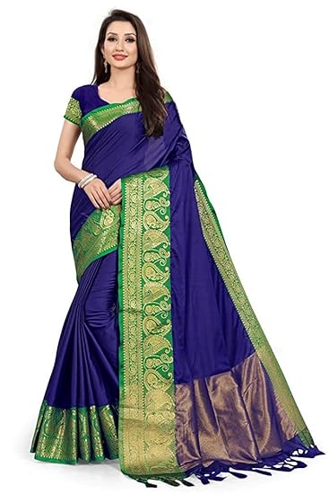 Cotton Silk With Blouse Piece saree (Free size)