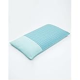 EDMILE Buckwheat Hulls Bed Pillow, Ergonomic Neck Lower Back Support, Flat Pillow for All Sleeping Positions, Bed Sofa Use, 19x11 Inch Blue