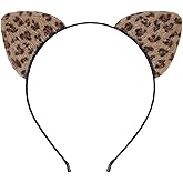 ASHONE Cat Ears Headband for Women Cheetah Ears Headband Costume Hair Accessories for Halloween Party Cosplay (Brown, One Size)
