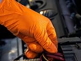 100 Heavy Duty Orange Nitrile Gloves 8.5 mil LARGE Diamond Texture view 9