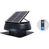 iLIVING HYBRID Ready Smart Thermostat Solar Roof Attic Exhaust Fan, 14", 40-Watt, 1150 CFM, Cools up to 2900 Sq.Ft. Coverage Area, Black