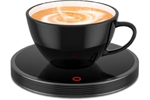 GLSY Coffee Cup Warmer, Mug Warmer for Desk, Electric Cup Beverage Warmer Plate with 2 Temperature Settings for Tea, Water, Cocoa, Milk, Auto Power Off (Round Black)