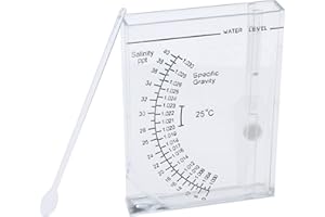 Semetall Salinity Tester Transparent Acrylic Aquarium Sea Hydrometer Salinity Meter Salinity Specific Gravity Test for Fish Tank Pond Water Saltwater Freshwater