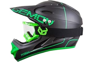 Demon United Podium Black/Green Full Face Mountain Bike Helmet- BMX Helmet- with Demon Viper MTB Goggles- 3 Goggle Color Options Available