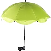 Garneck Stroller Umbrella with Adjustable Clamp - UV Protection Sun Shade for Baby Pram Toddler Stroller - Green Clip on Parasol for Wheelchairs, Trolley, Beach Chair Outdoor Use