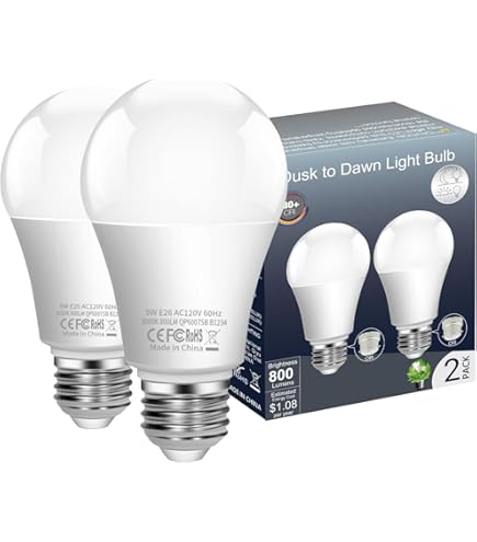 Boxlood Dusk to Dawn LED Light Bulbs, Built in Light Sensor, Plug