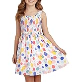 WELAKEN Girls Summer Sundress Criss Cross Back Ruffle Strap Elastic Waist Ruched Dress