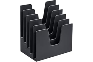 Acrimet 5 Section Incline File Sorter Organizer, Mail, Folder, Letter Desk Organizer, Rack for Office Organization Desktop (Plastic) (Black Color)