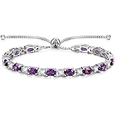 FANCIME Birthstone Tennis Bracelets Sterling Silver Bolo Tennis Bracelets Charm Fine Jewelry Birthday Gifts for Women Mom Wife Her