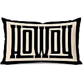 QICLM Boho Black Bold Howdy Western Pillow Covers 12x20, Western Gifts for Women, Vintage Art Deco Southwestern Decorative Lumbar Pillow Covers for Bedroom Living Room Home Office